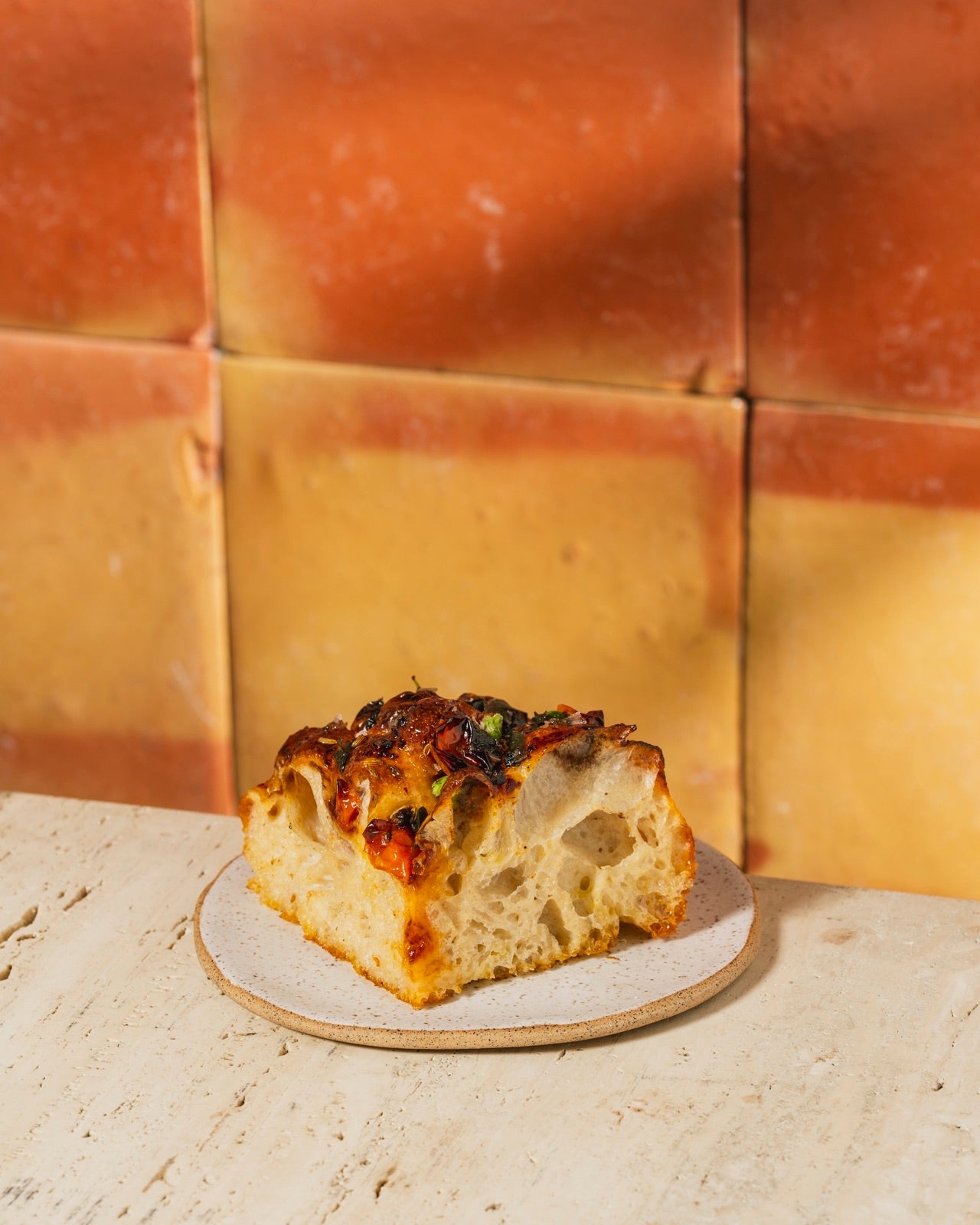 Seasonal focaccia, crumb