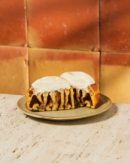 Cinnamon roll, split