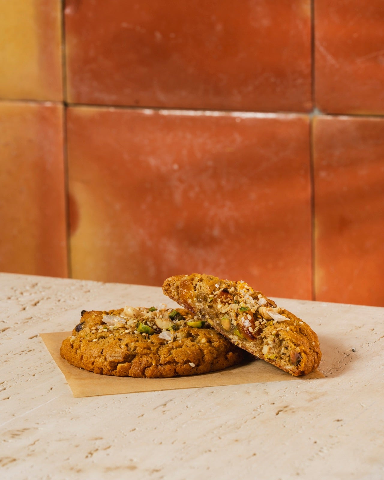 Apricot oatmeal dukkah cookie