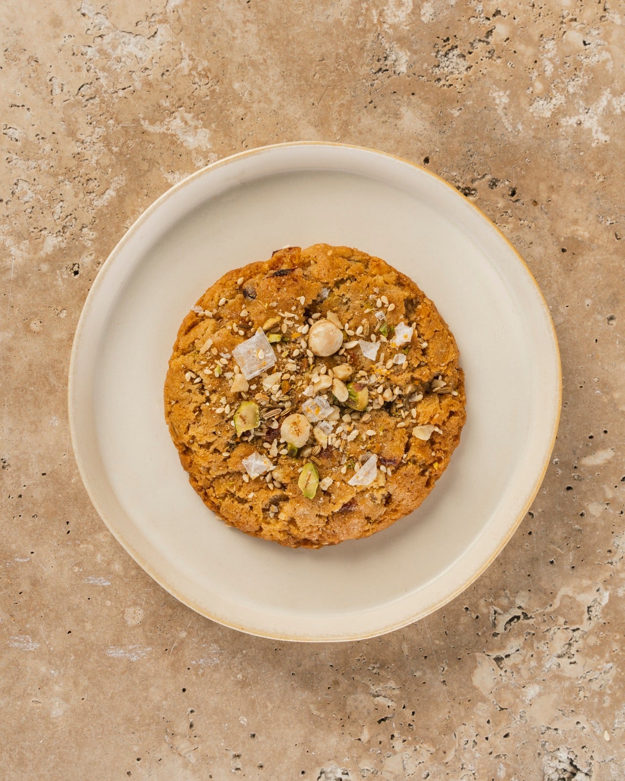 Apricot oatmeal dukkah cookie, top